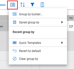 Group by builder menu options